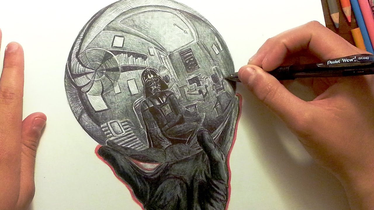 1280x720 drawing darth vader with reflecting death star - Death Star Drawing