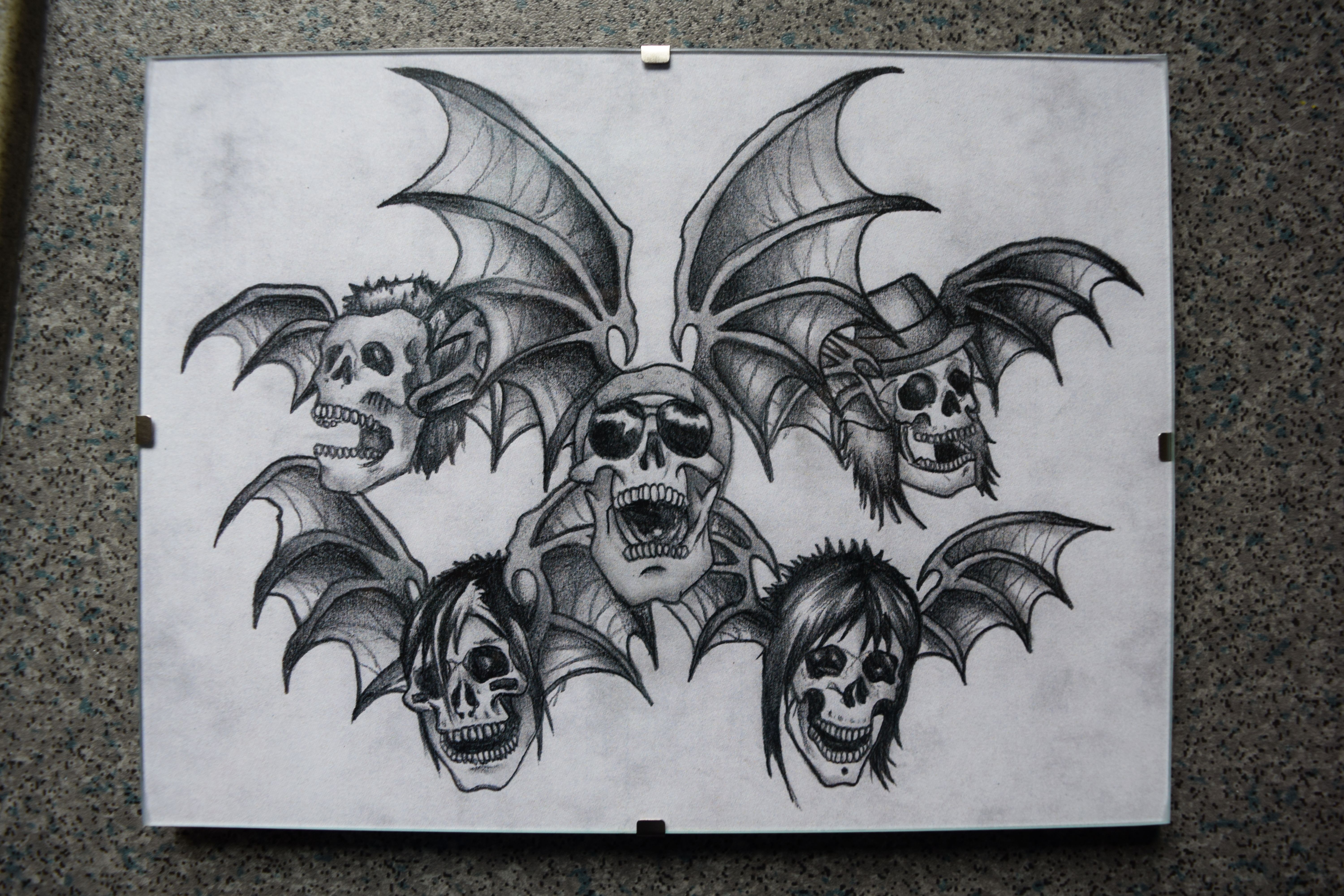 6000x4000 avenged sevenfold framed 'deathbat' art print pinkerton plague - Deathbat Drawing
