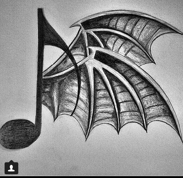 640x623 avenged sevenfold death bat wing music note tattoo tattoos - Deathbat Drawing