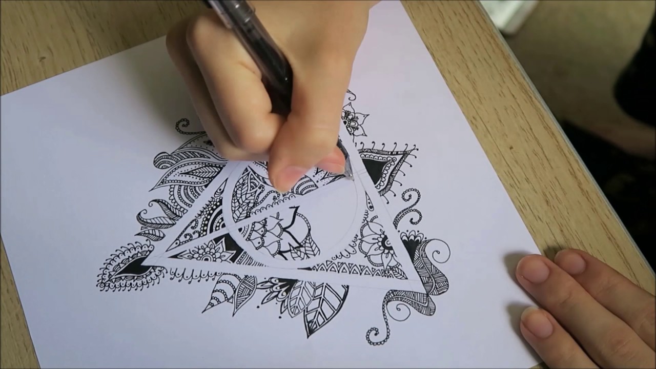 1280x720 speed drawing harry potter deathly hallows mandala! day - Deathly Hallows Drawing