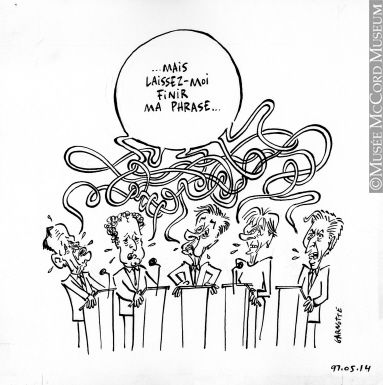 383x385 party leaders' debate drawing, cartoon garnotte - Debate Drawing