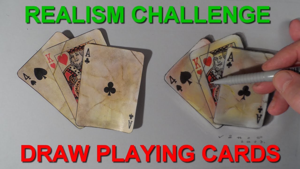 1279x720 realism challenge drawing old playing cards, time lapse - Deck Of Cards Drawing