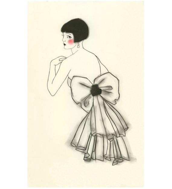 570x627 art deco fashion drawing isabella x print for etsy - Deco Drawing