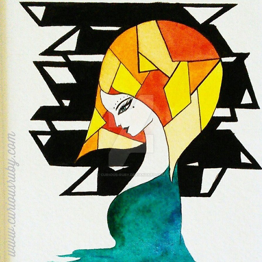 894x894 art deco hair pattern watercolour drawing painting - Deco Drawing