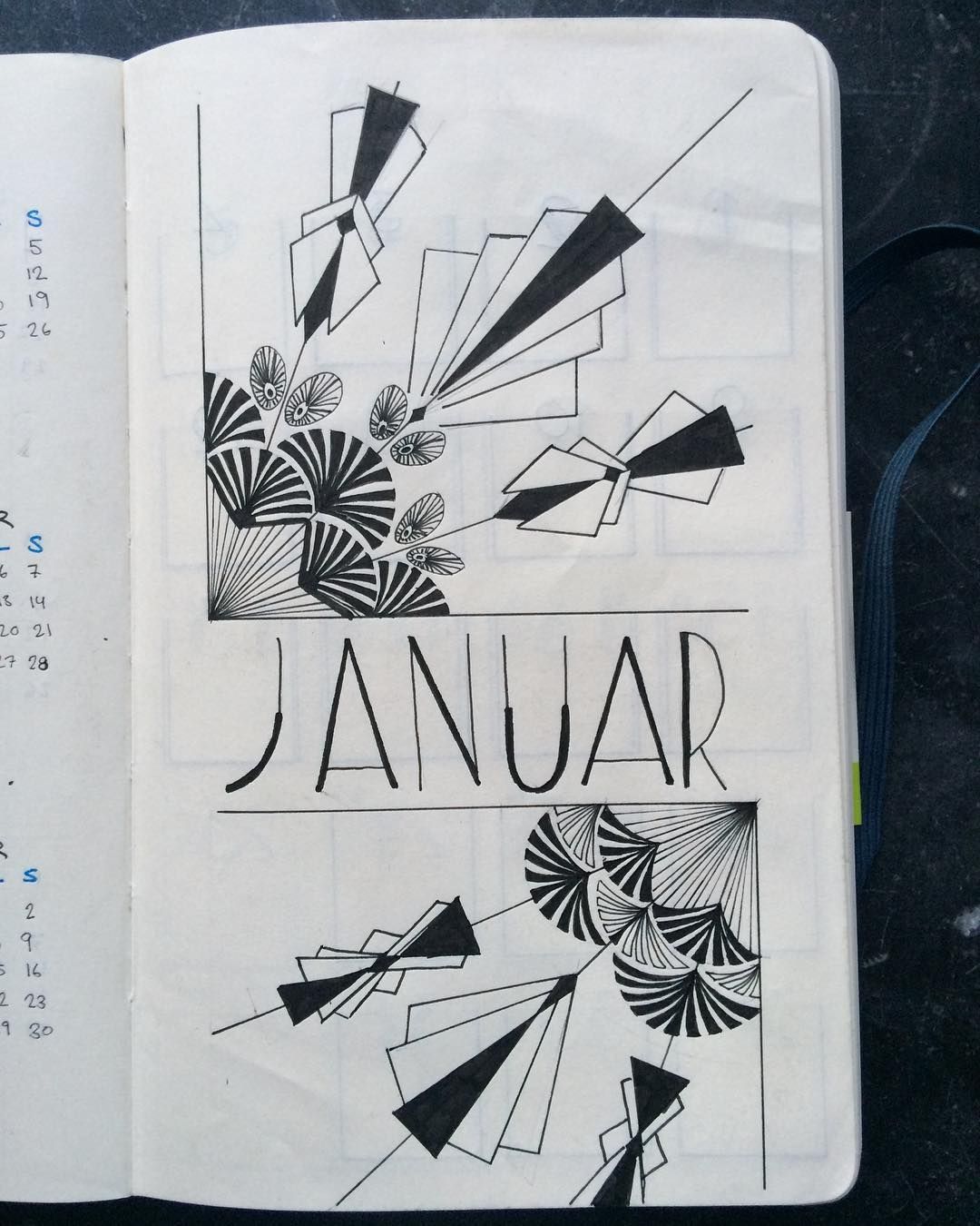 1080x1350 bullet journal monthly cover page, january cover page, art deco - Deco Drawing