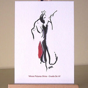300x300 cruella de vil wdcc art deco drawing villains aceo card ebay - Deco Drawing