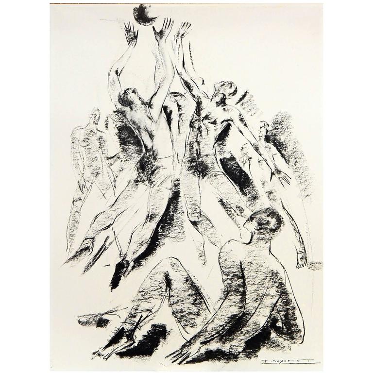 768x768 jump shot, rare early basketball scene, art deco drawing - Deco Drawing