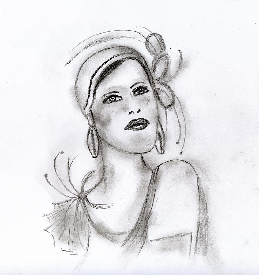 846x900 art deco girl drawing - Deco Drawing