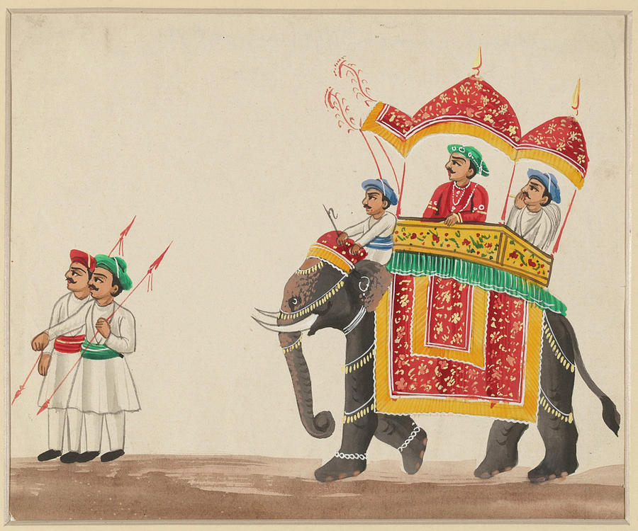 900x750 Decorated Indian Elephant With A Canopied Howdah Drawing - Decorated Elephant Drawing