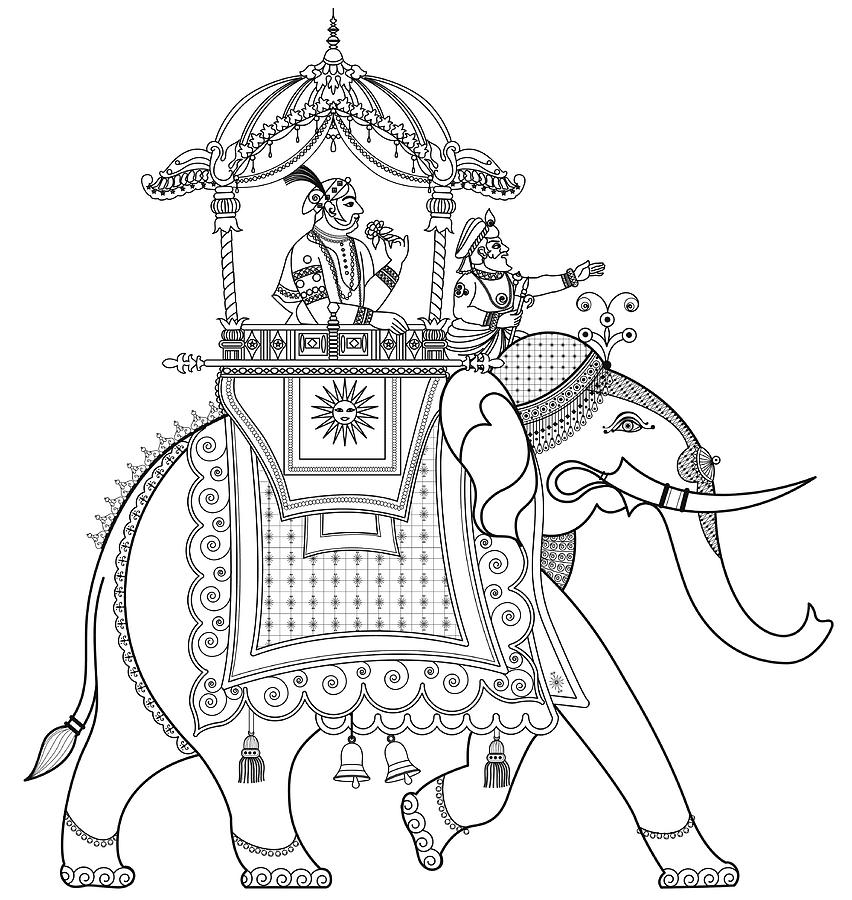 852x900 Decorated Indian Elephant - Decorated Elephant Drawing