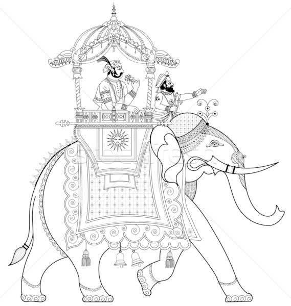 569x600 Decorated Indian Elephant Vector Illustration Isabel Da Silva - Decorated Elephant Drawing