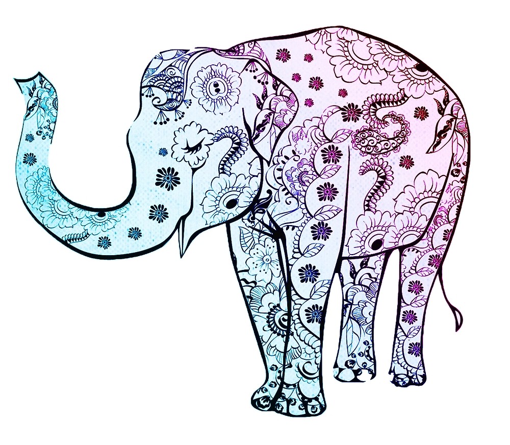 1000x872 Decorative Elephant Drawing - Decorated Elephant Drawing