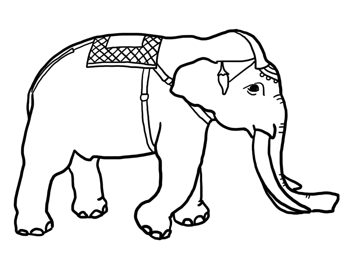1338x1004 Funny Elephant Coloring Pages - Decorated Elephant Drawing