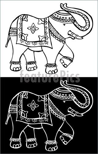 319x500 Illustration Of Festive Typical Indian Elephant - Decorated Elephant Drawing