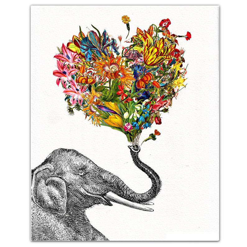 794x794 The Happy Elephant Print Mixed Media Decorative Art Animal Etsy - Decorated Elephant Drawing
