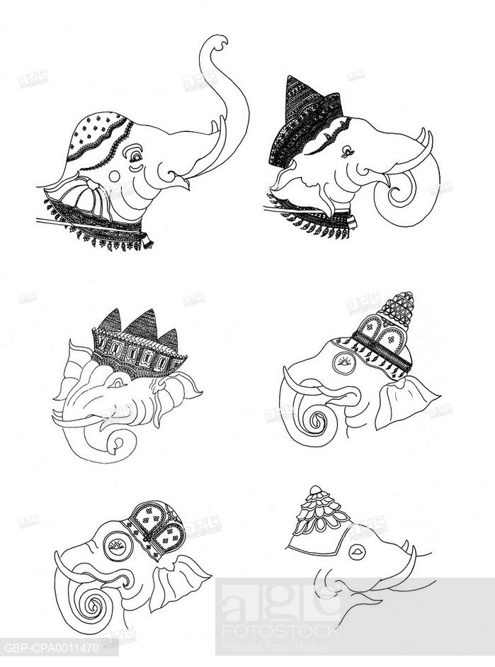 699x941 Cambodia Line Drawing Of Elaborate Elephant Decorations - Decorated Elephant Drawing