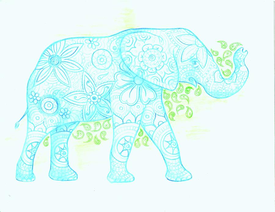 900x695 Decorated Elephant Drawing - Decorated Elephant Drawing