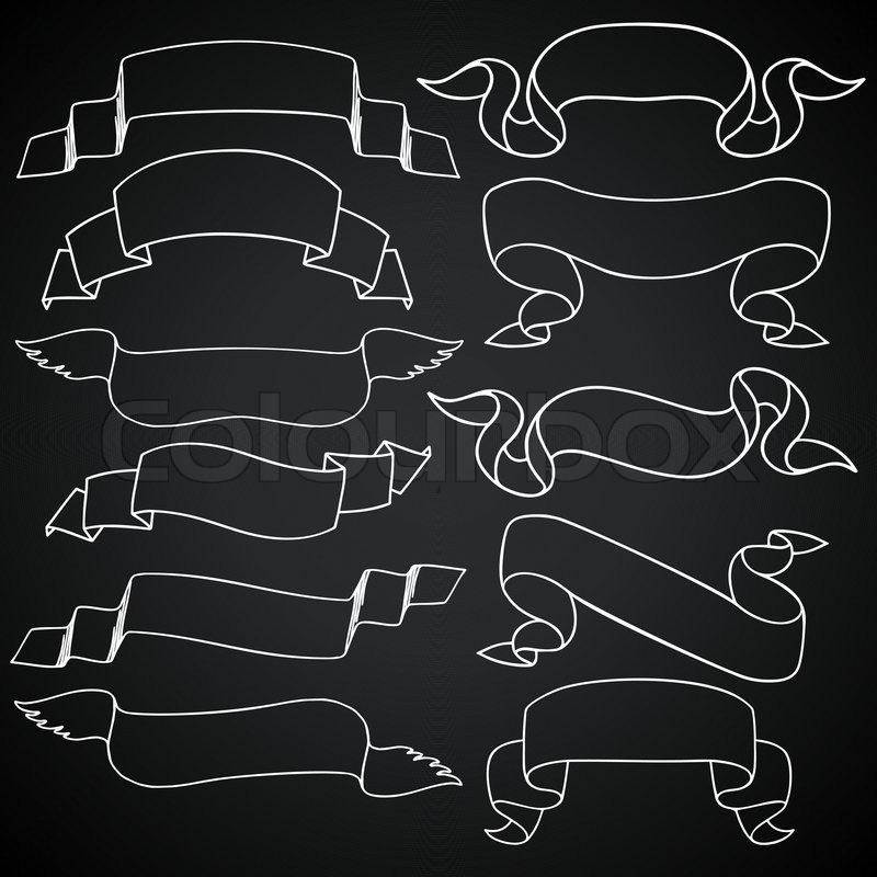 800x800 vintage style drawing banners, set of stock vector colourbox - Decoration Drawing