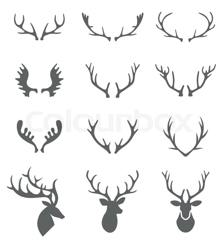736x800 hand drawn deer antlers vectors stock vector colourbox - Deer Antlers Drawing