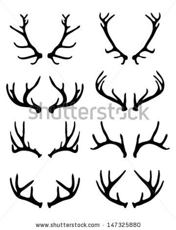 360x470 silhouettes of deer antlers vector - Deer Antlers Drawing