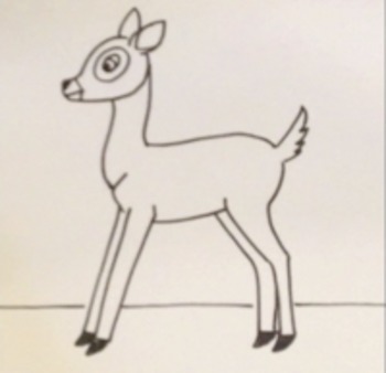350x338 Easy Step - Deer Cartoon Drawing