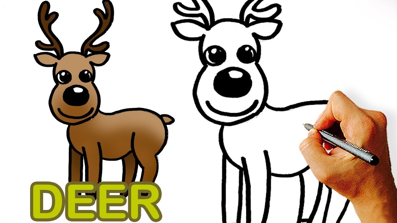 1280x720 Very Easy! How To Draw Cute Cartoon Deer Art For Kids - Deer Cartoon Drawing