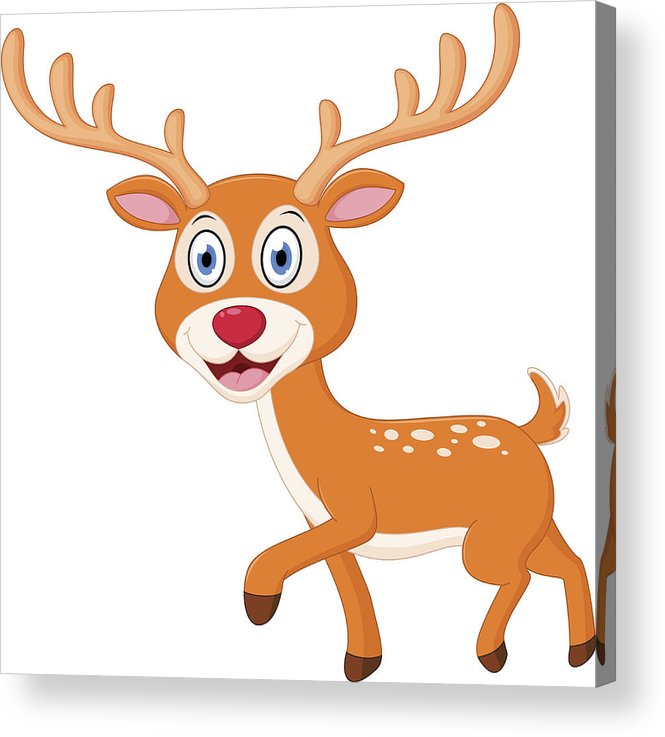 665x737 Cute Deer Cartoon Acrylic Print - Deer Cartoon Drawing