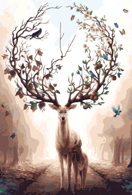 440x652 Deer Animals Diy Painting - Deer Drawing