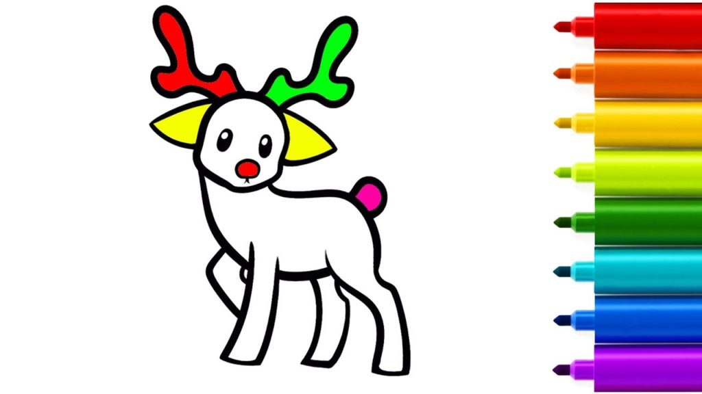 1024x576 How To Draw Deer For Children's Coloring Books Art Colors Learn - Deer Drawing For Kids