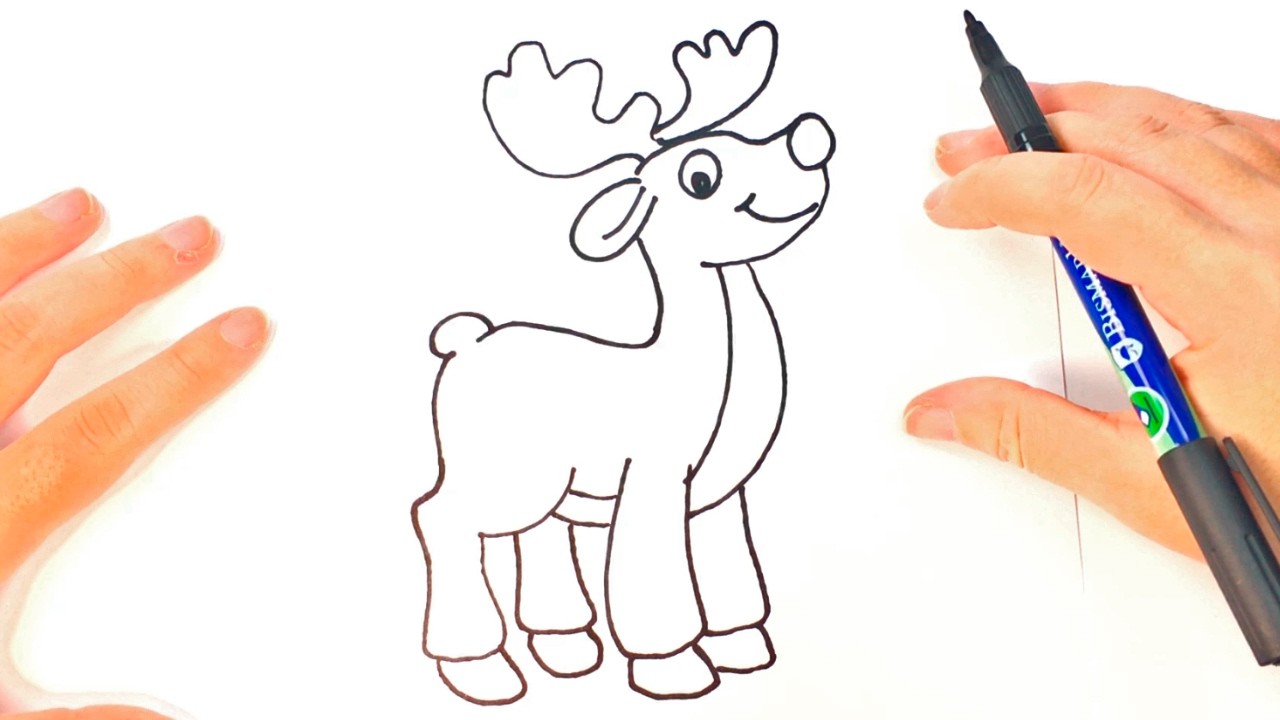 1280x720 How To Draw A Deer For Kids, Deer Drawing Lesson Step - Deer Drawing For Kids