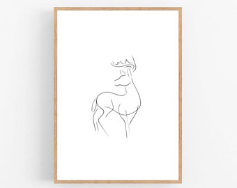 340x270 Deer Drawing Etsy - Deer Drawing Images