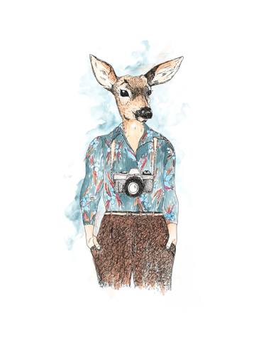 375x475 eloise whimsical watercolor deer portrait drawing - Deer Drawing Images