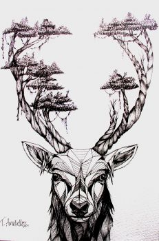 231x350 Artfido Buy Art Online Print - Deer Drawing Images