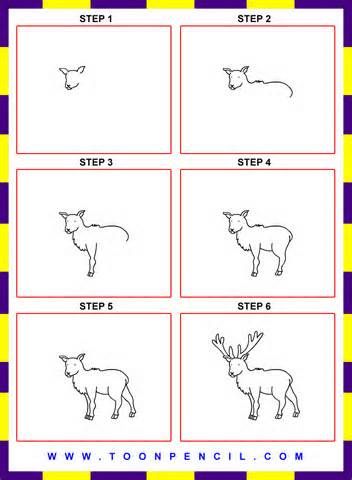 352x480 How To Draw A Reindeer Kids - Deer Drawing Step By Step