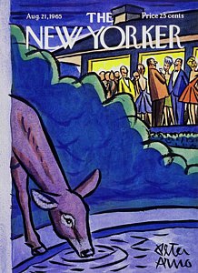 218x300 new yorker august painting - Deer Drinking Water Drawing