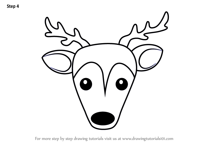 848x602 Learn How To Draw A Sika Deer Face For Kids - Deer Face Drawing