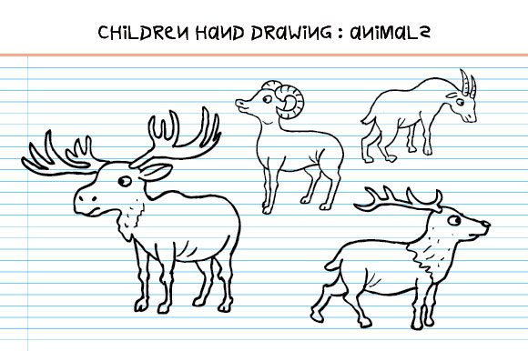 580x386 Children Hand Drawing - Deer Family Drawing