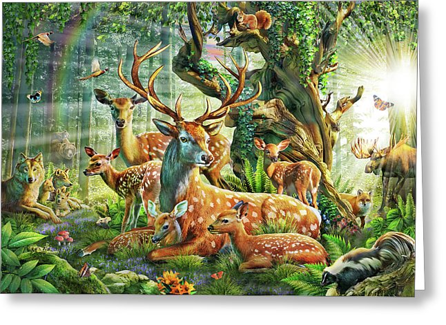 646x470 Deer Family In The Forest Drawing - Deer Family Drawing