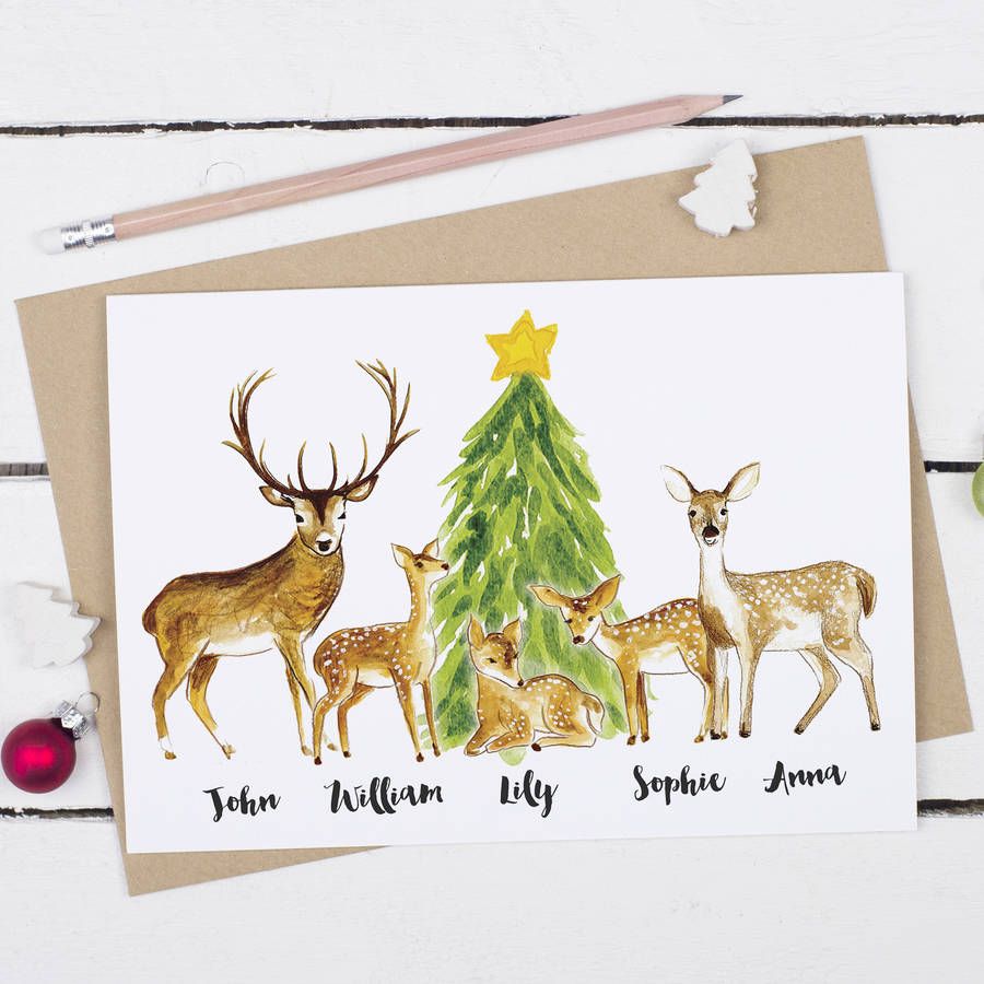 900x900 personalised deer family christmas card nursery family - Deer Family Drawing