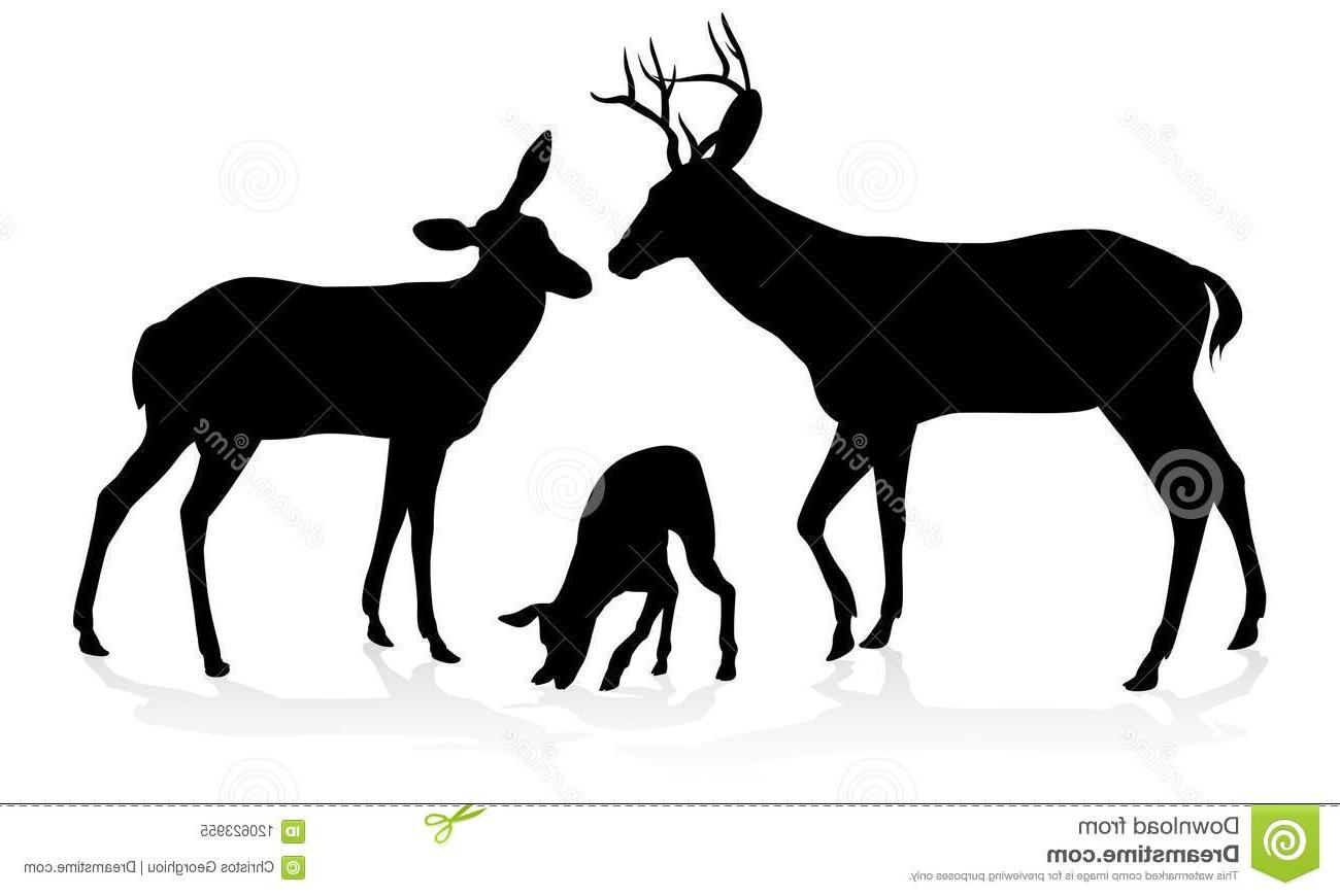 1300x870 top deer animal family silhouettes fawn doe buck stag drawing - Deer Family Drawing