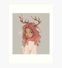 210x230 Deer Girl Drawing Art Prints Redbubble - Deer Girl Drawing