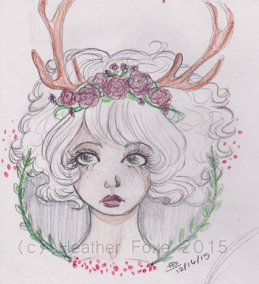 854x935 Deer Girl Sketch - Deer Girl Drawing