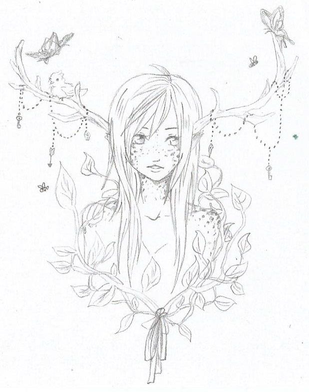 618x784 Deer Princess - Deer Girl Drawing