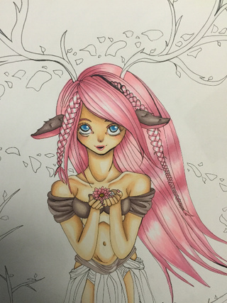 320x427 Progress On My Deer Girl Picture! - Deer Girl Drawing