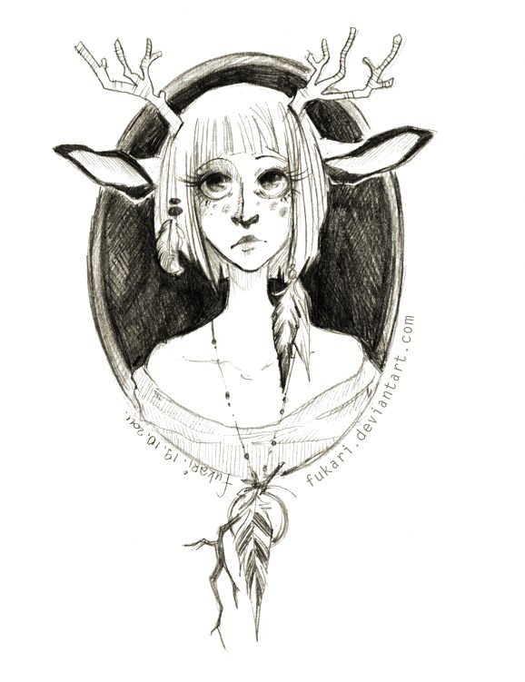 578x751 Roe Deer Girl - Deer Girl Drawing