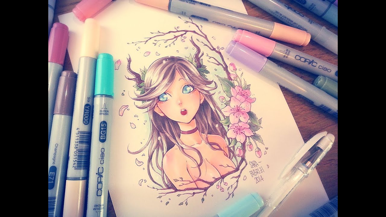 1280x720  - Deer Girl Drawing