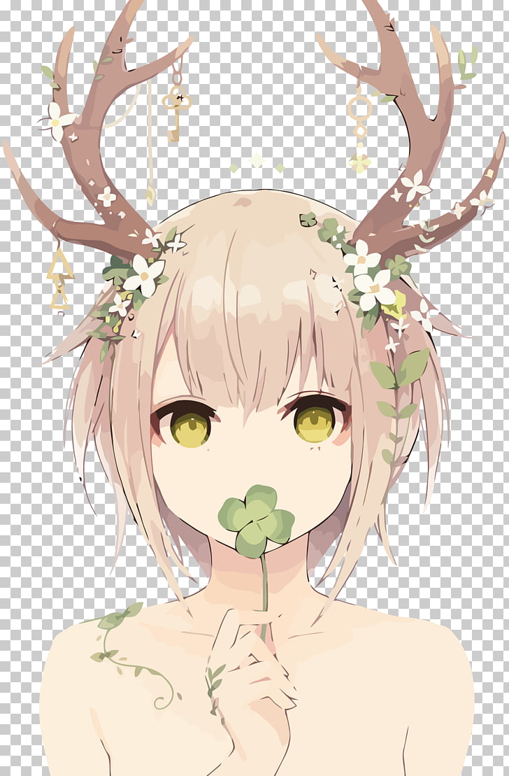 728x1109 Anime Drawing Deer Female Art, Anime Png Clipart Free Cliparts - Deer Girl Drawing