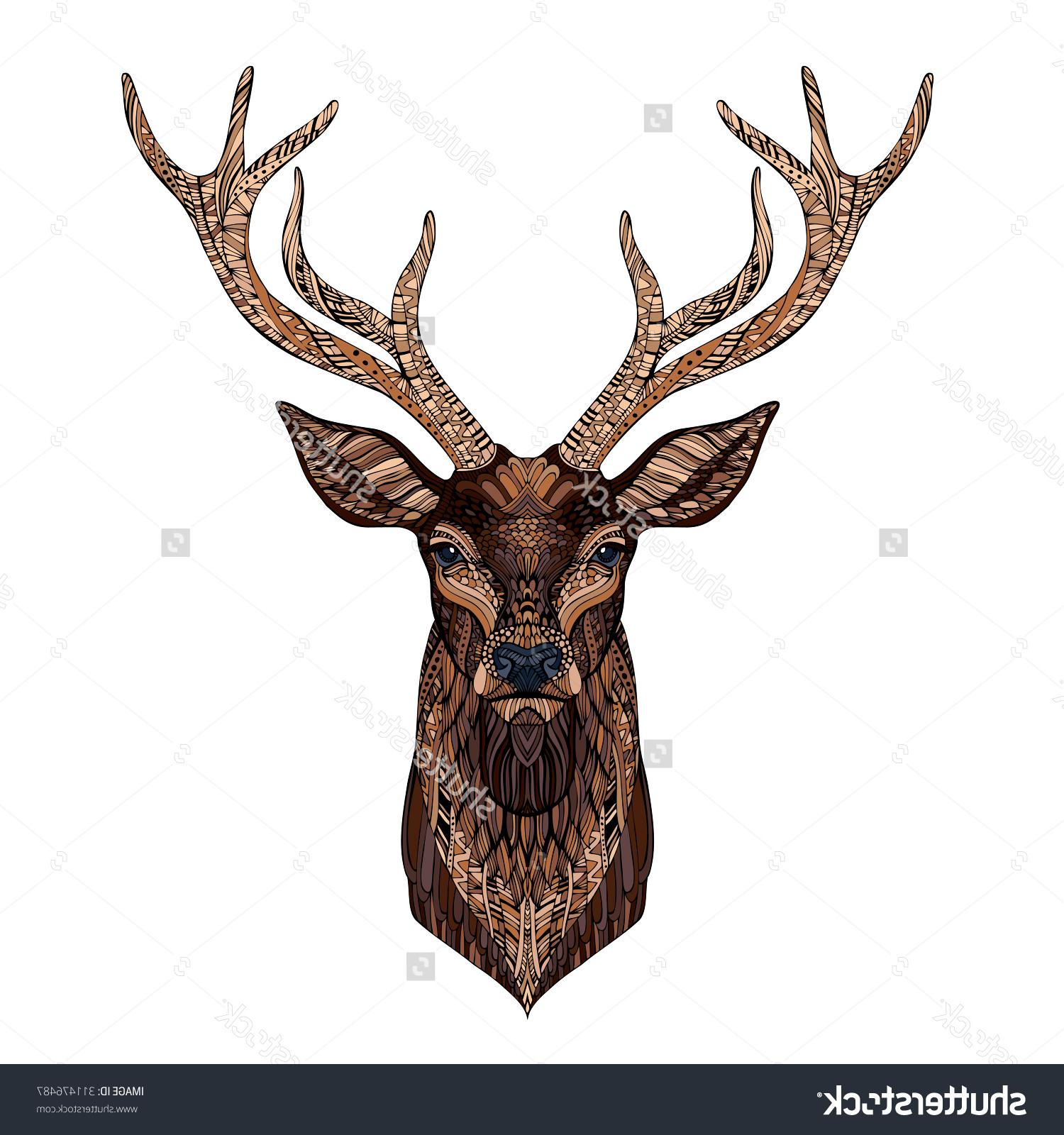 1500x1600 Top Stag Head Drawing - Deer Head Drawing