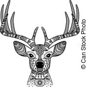 179x179 deer head ornament deer head drawing with floral ornament - Deer Head Drawing Easy