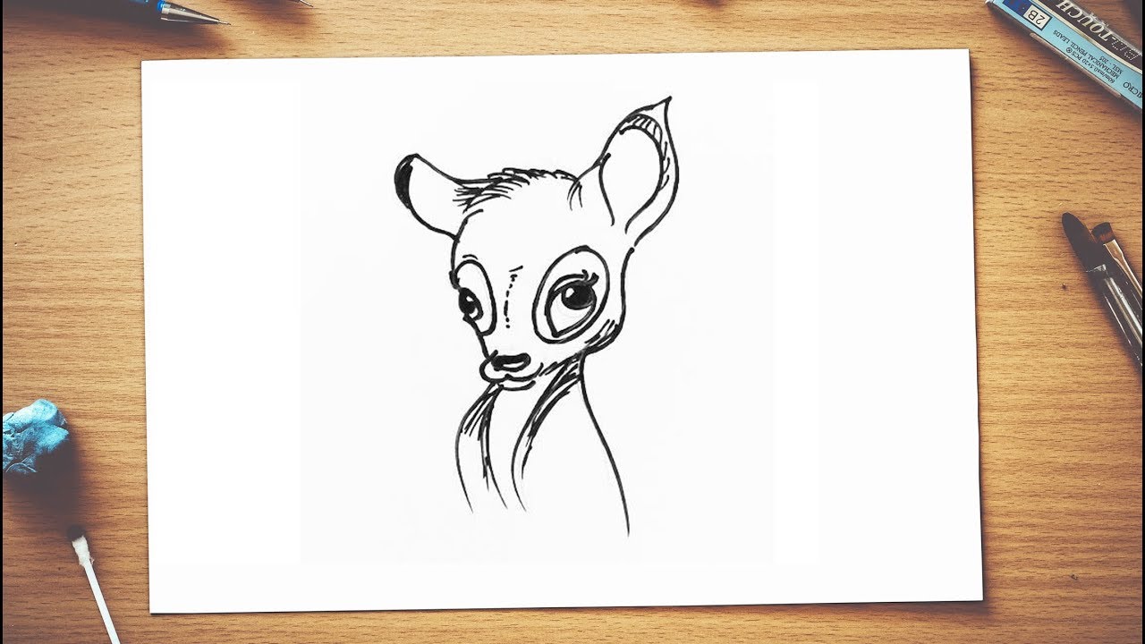 1280x720 How To Draw A Deer Head Step - Deer Head Drawing Easy